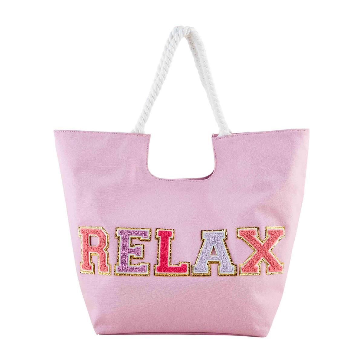 Mud Pie RELAX Canvas Patch Tote