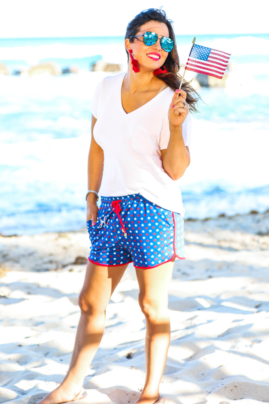 Star Spangled Drawstring Everyday Shorts