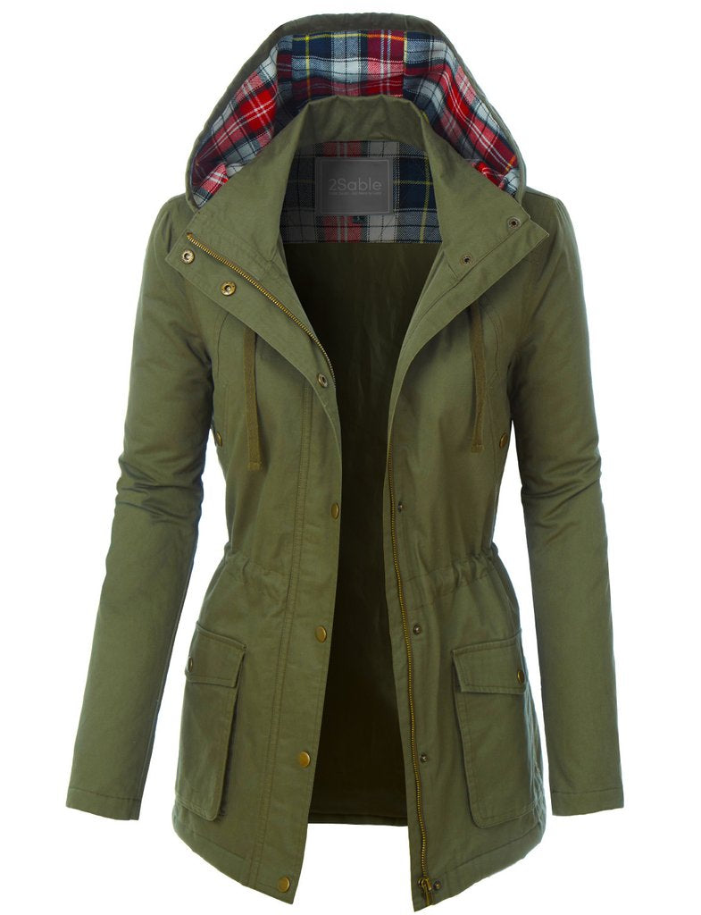Plaid Hooded Anorak Jacket