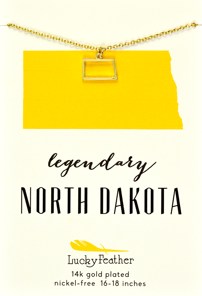 State Necklace - Gold - NORTH DAKOTA