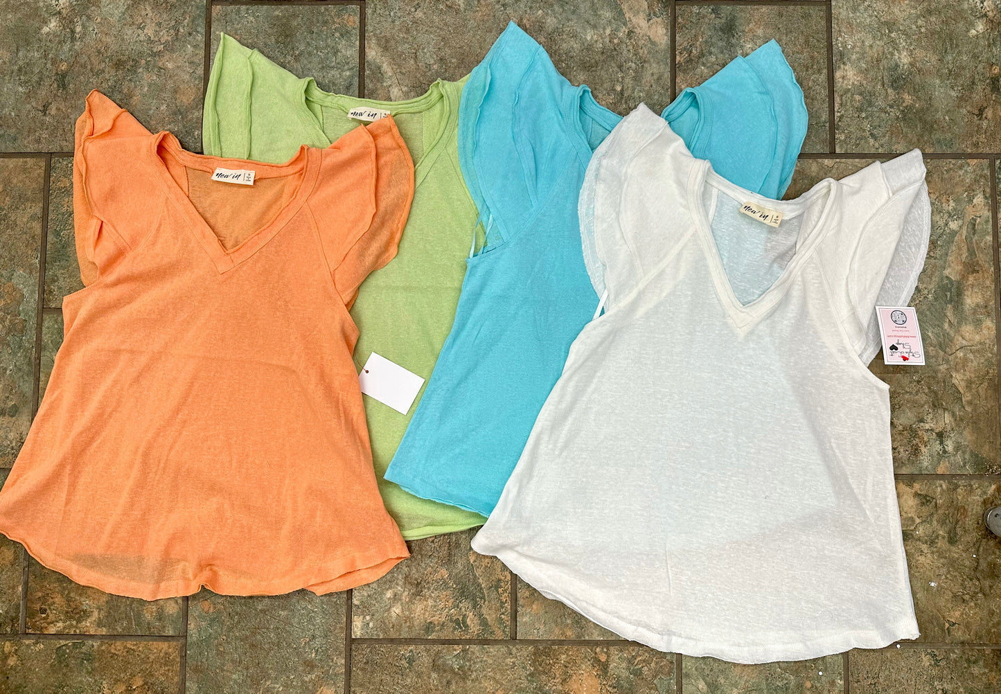 Flutter V-Neck Summery Tops - Apricot