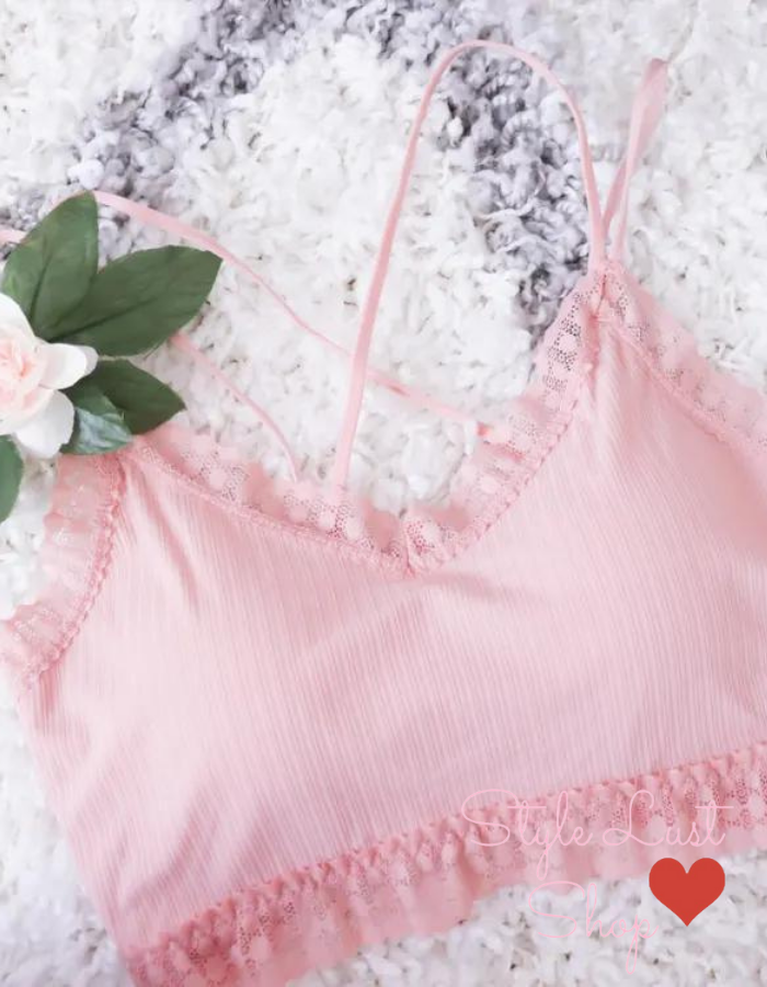 Mila Mae Pale Pink Lace Bralette Size M