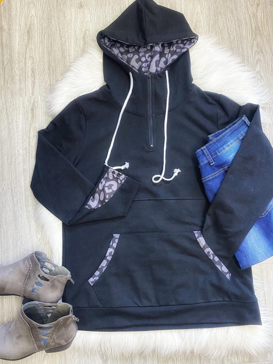Tara Black Leopard Pullover