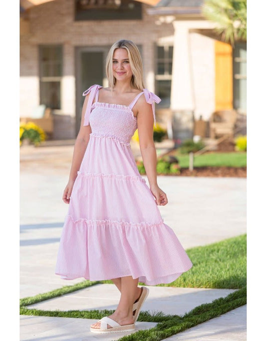 Simply Southern Seersucker Dress - Pink