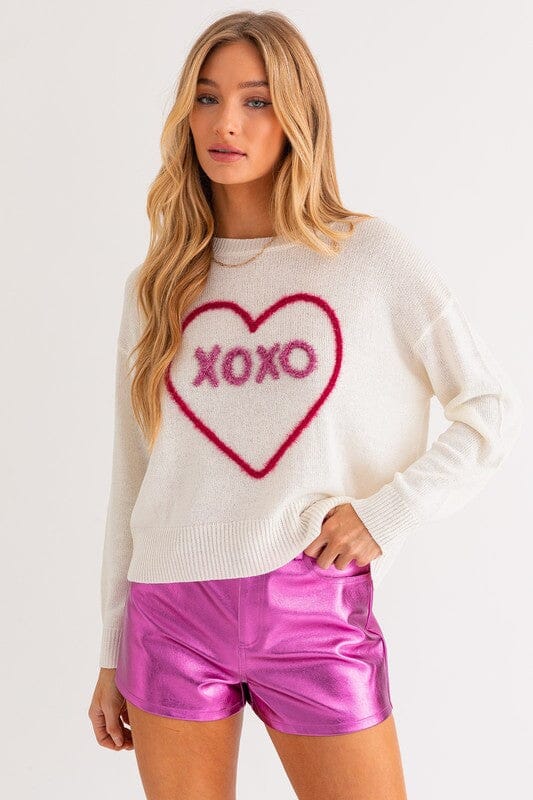 XOXO Heart Tinsel Sweater